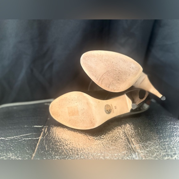 AZZARO PARIS BLACK MESH LACE UP PATENT LEATHER BOOTIE SILVER ZIPPER SIZE 39 8 - Picture 2 of 7